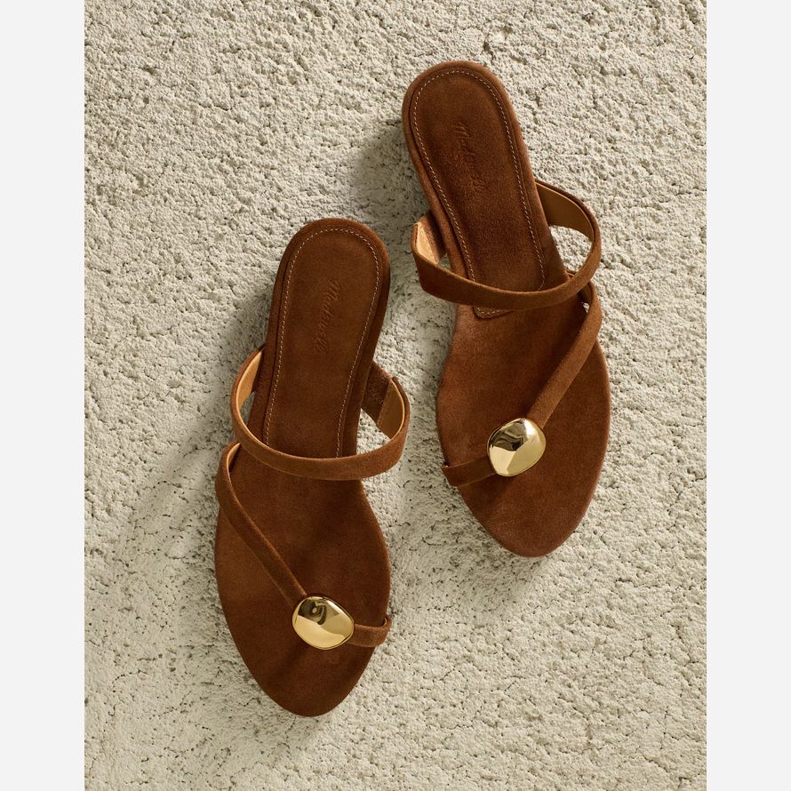 madewell the mila organic hardware thong womens sandals brown