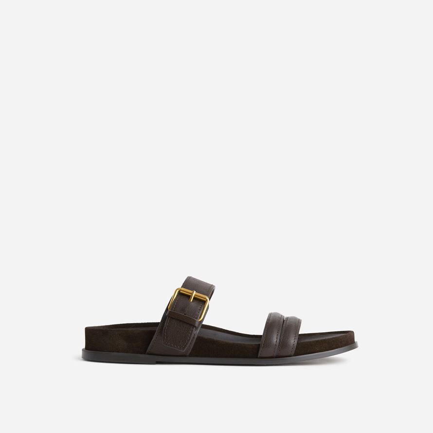 womens madewell the dara double-strap slide sandals chocolate