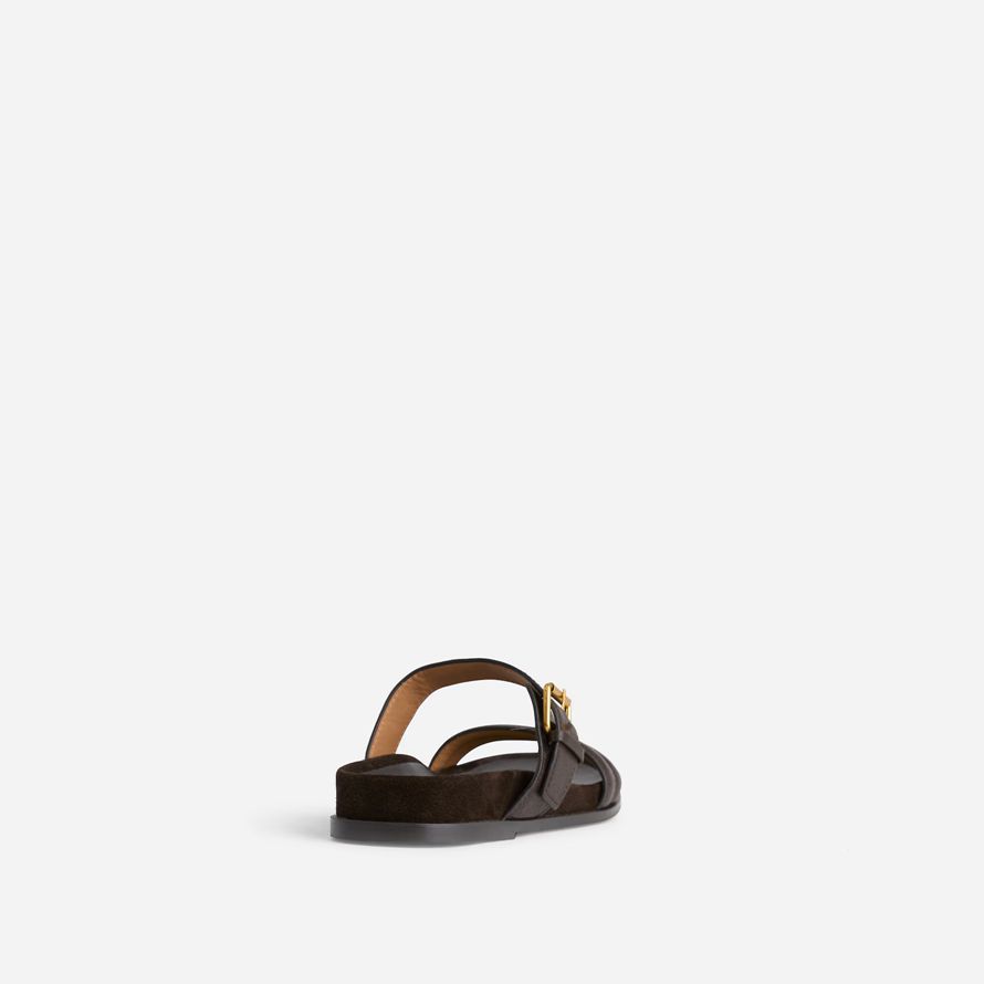 womens madewell the dara double-strap slide sandals chocolate