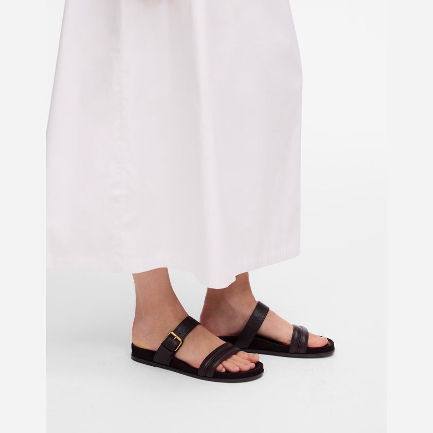 womens madewell the dara double-strap slide sandals chocolate