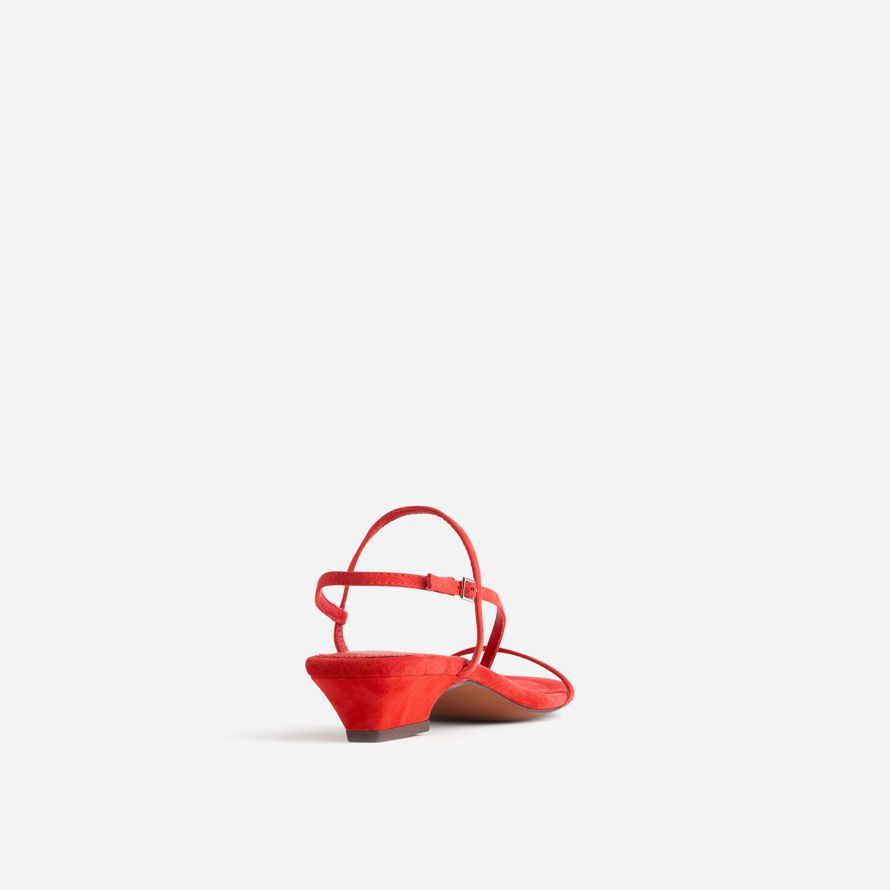 red womens madewell the maycie asymmetric t-strap sandals