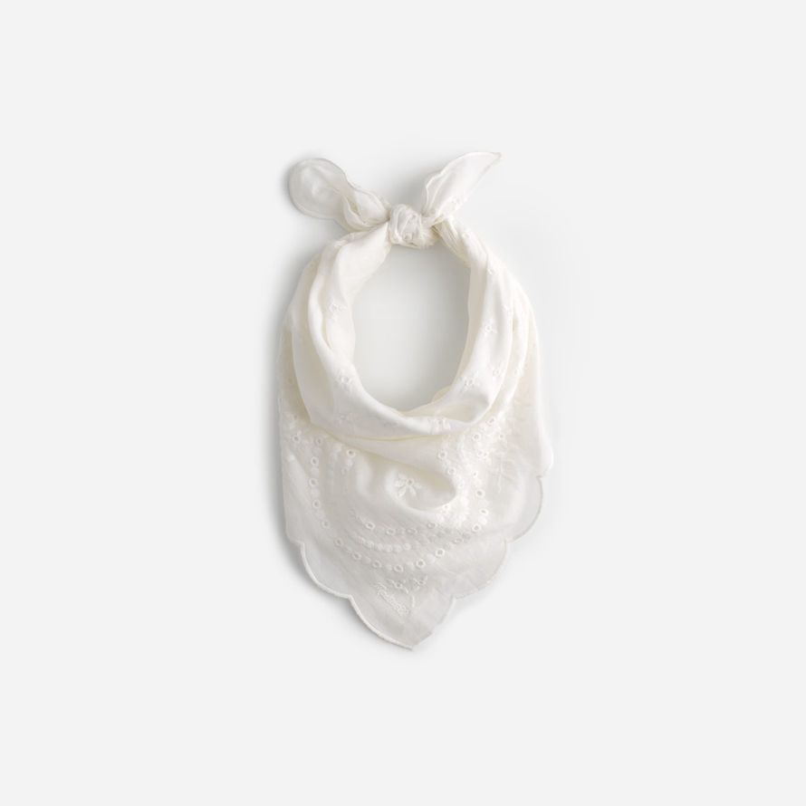 white womens madewell organic cotton eyelet scarf