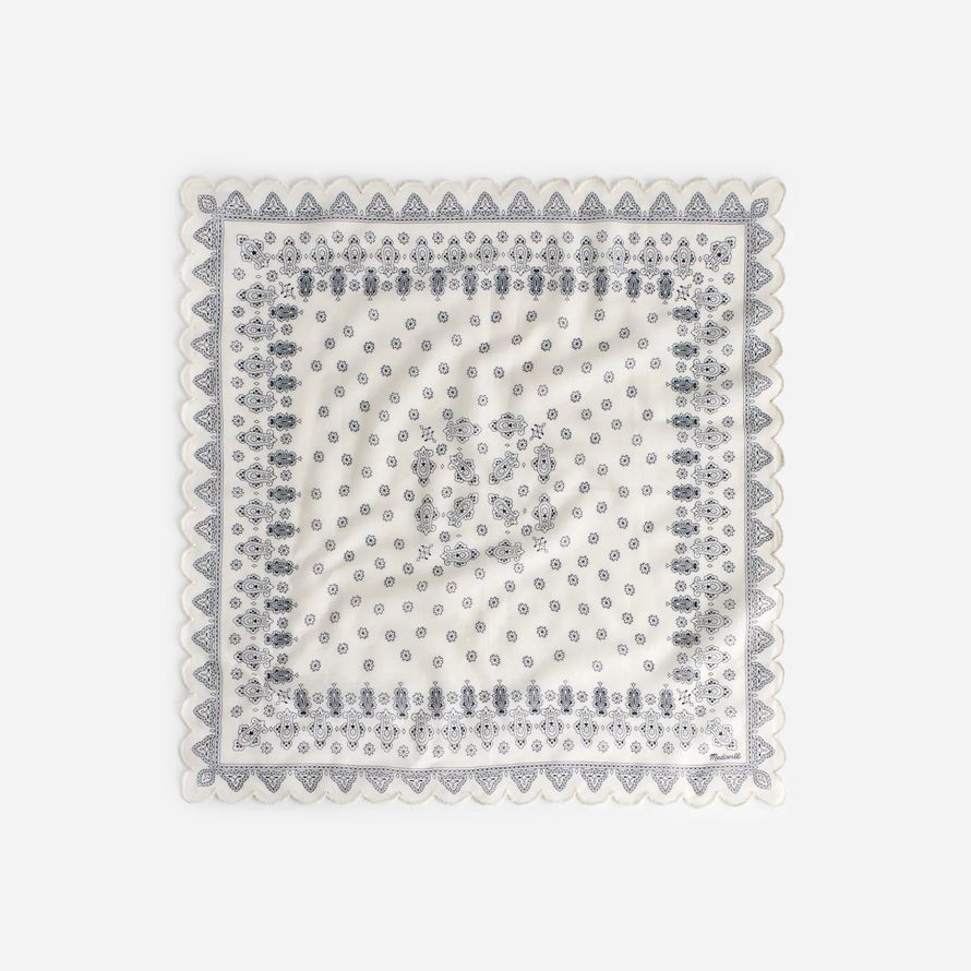 madewell scalloped womens scarf cream black