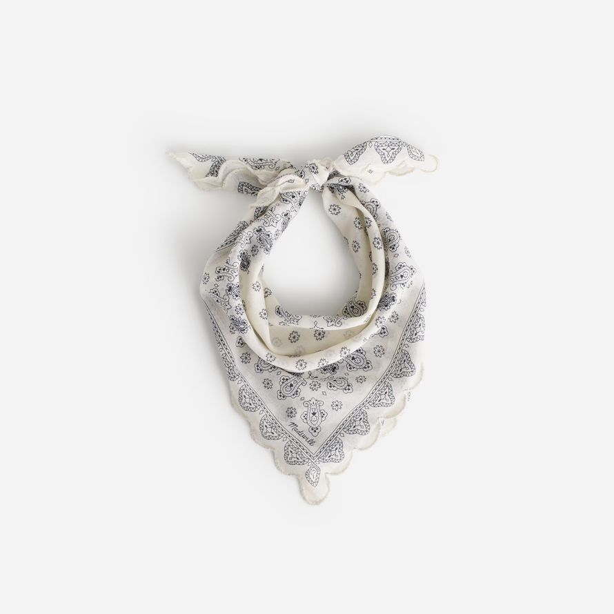 madewell scalloped womens scarf cream black