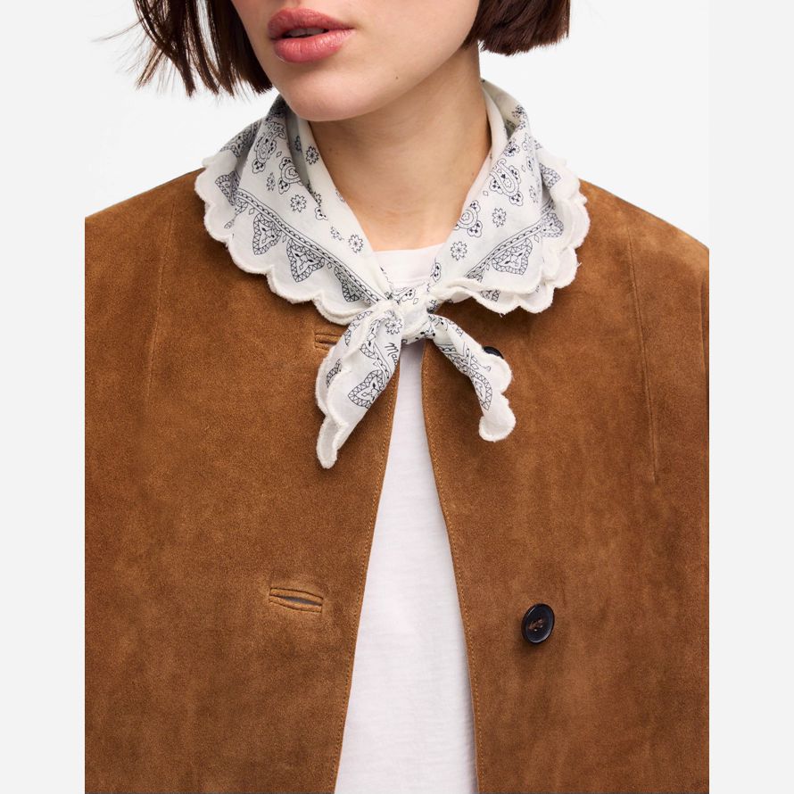 madewell scalloped womens scarf cream black