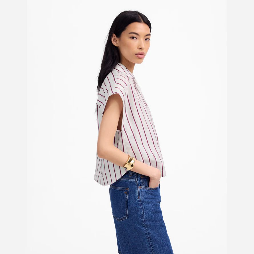 white purple madewell resort-collar linen-cotton womens shirts