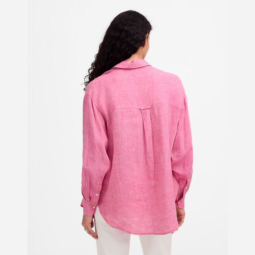 pink madewell linen oversized button-up womens shirts