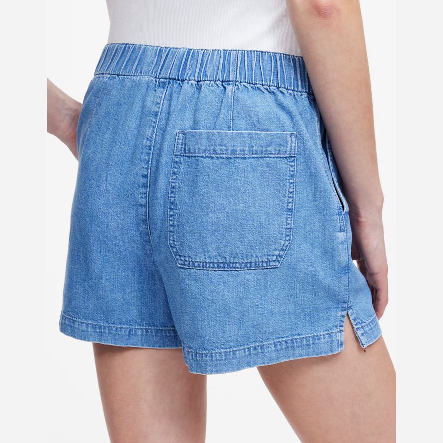 womens madewell denim pull-on shorts blue