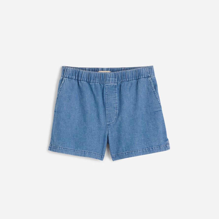 womens madewell denim pull-on shorts blue