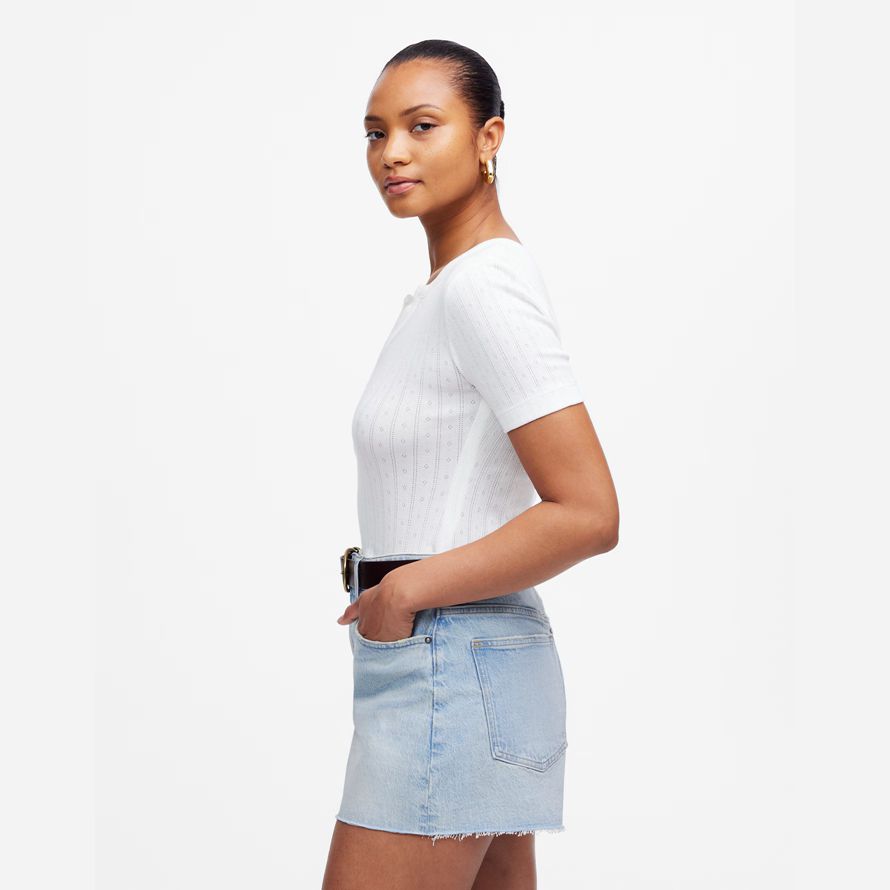 womens madewell the curvy perfect vintage shorts light blue