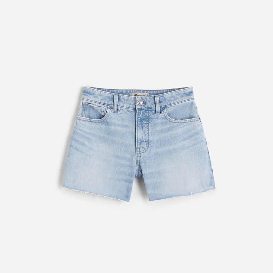 womens madewell the curvy perfect vintage shorts light blue