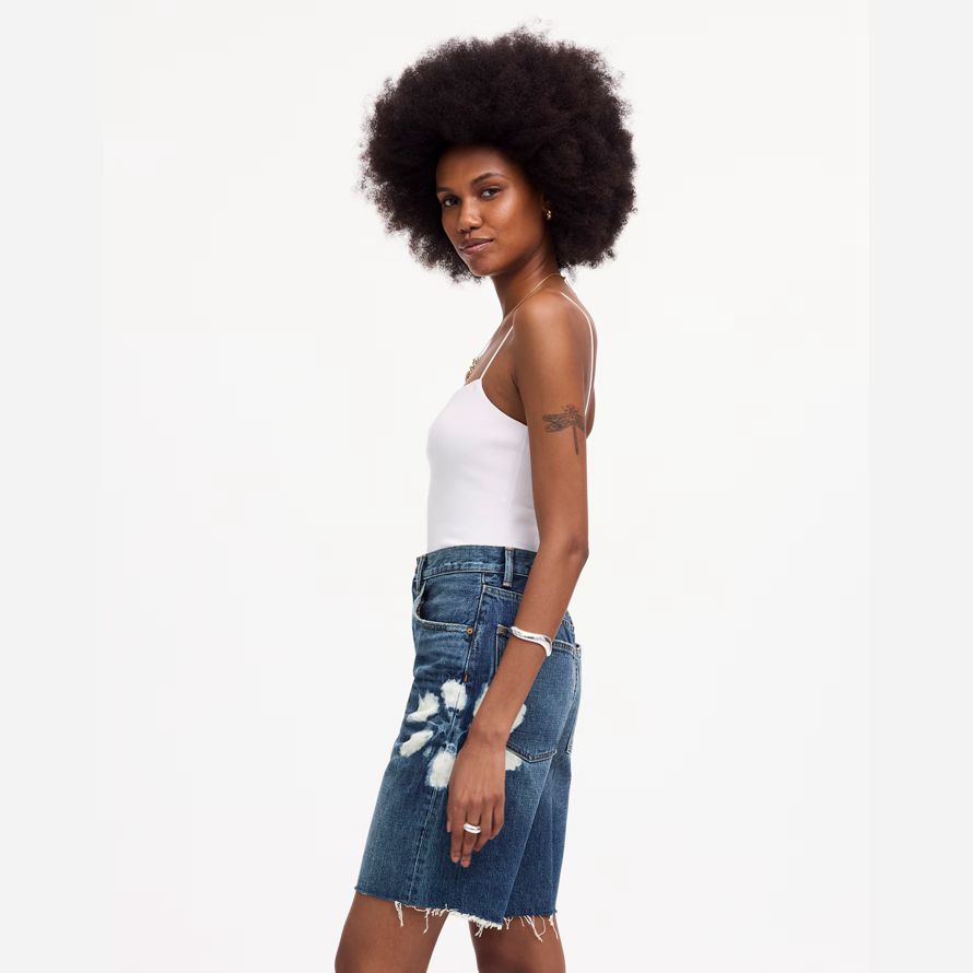 blue madewell the essex long baggy womens shorts
