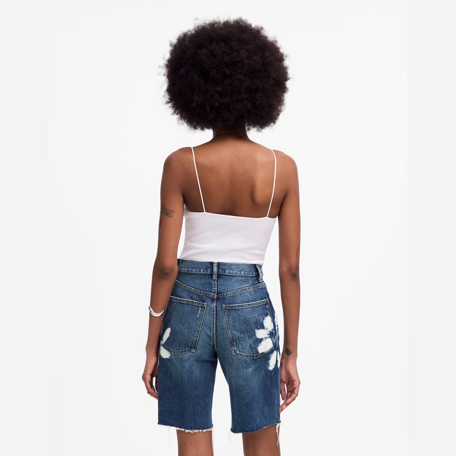 blue madewell the essex long baggy womens shorts