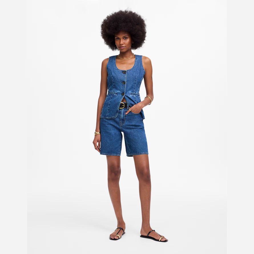 madewell the 1997 denim bermuda womens shorts blue