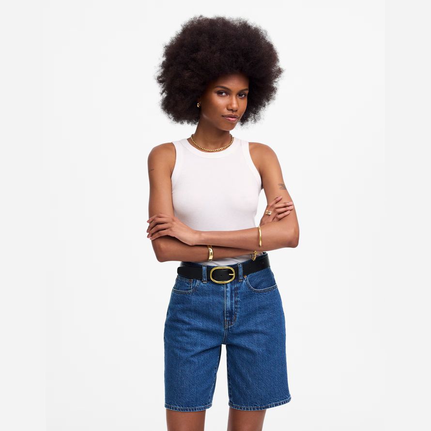 madewell the 1997 denim bermuda womens shorts blue