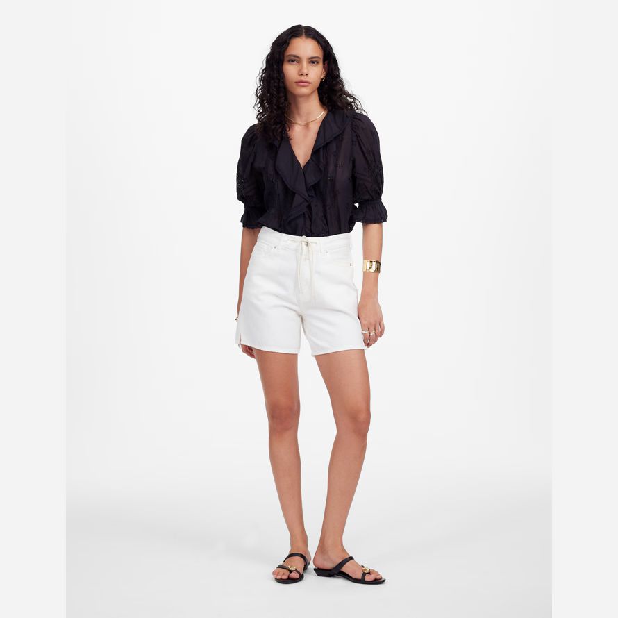 white madewell drawstring denim womens shorts
