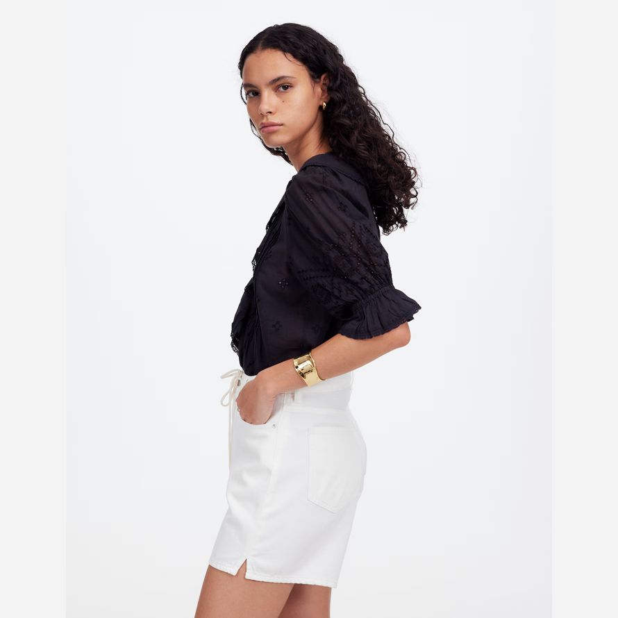 white madewell drawstring denim womens shorts