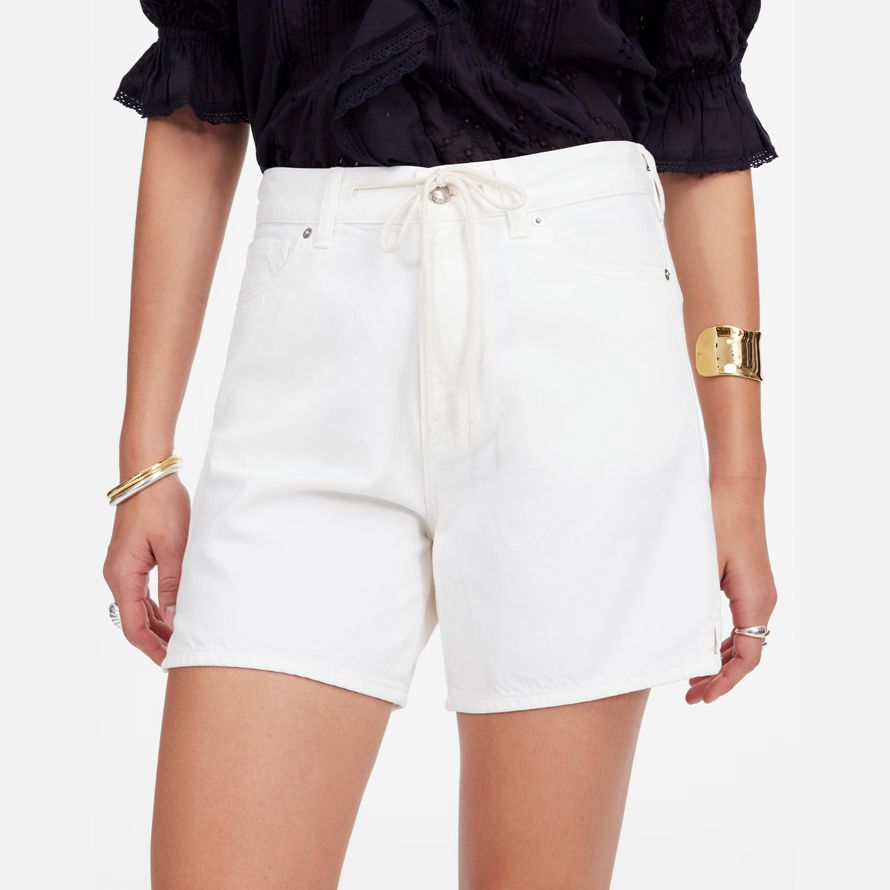 white madewell drawstring denim womens shorts