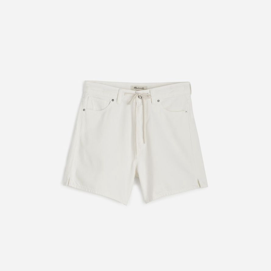 white madewell drawstring denim womens shorts
