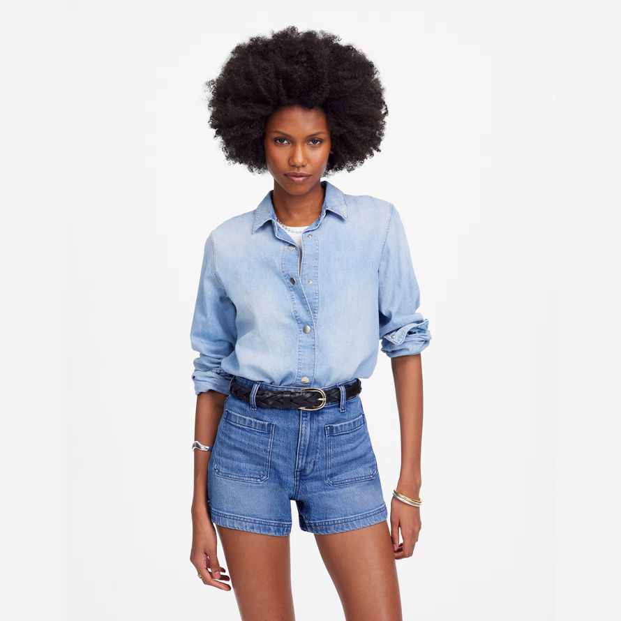 blue womens madewell the denim emmett shorts