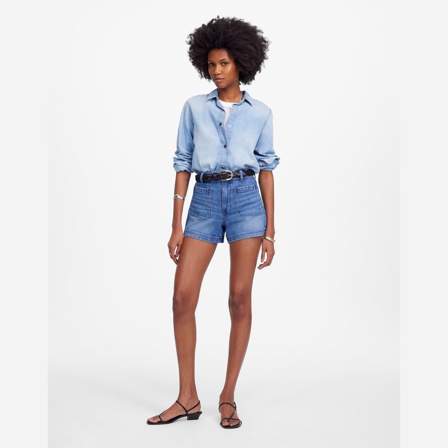 blue womens madewell the denim emmett shorts