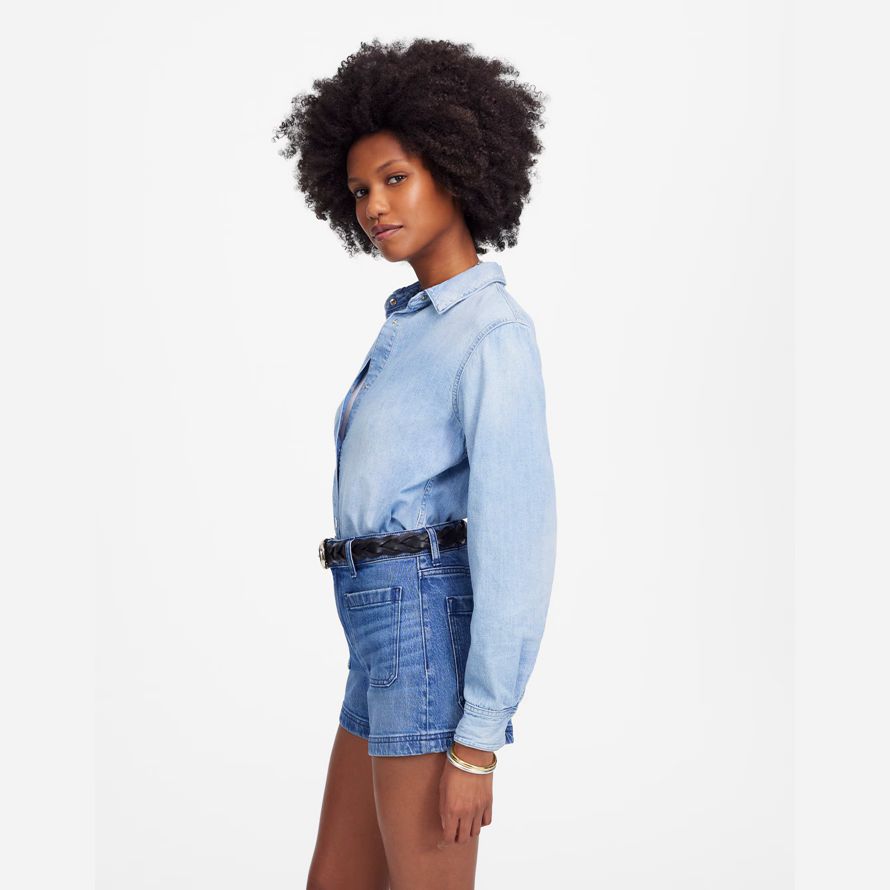 blue womens madewell the denim emmett shorts
