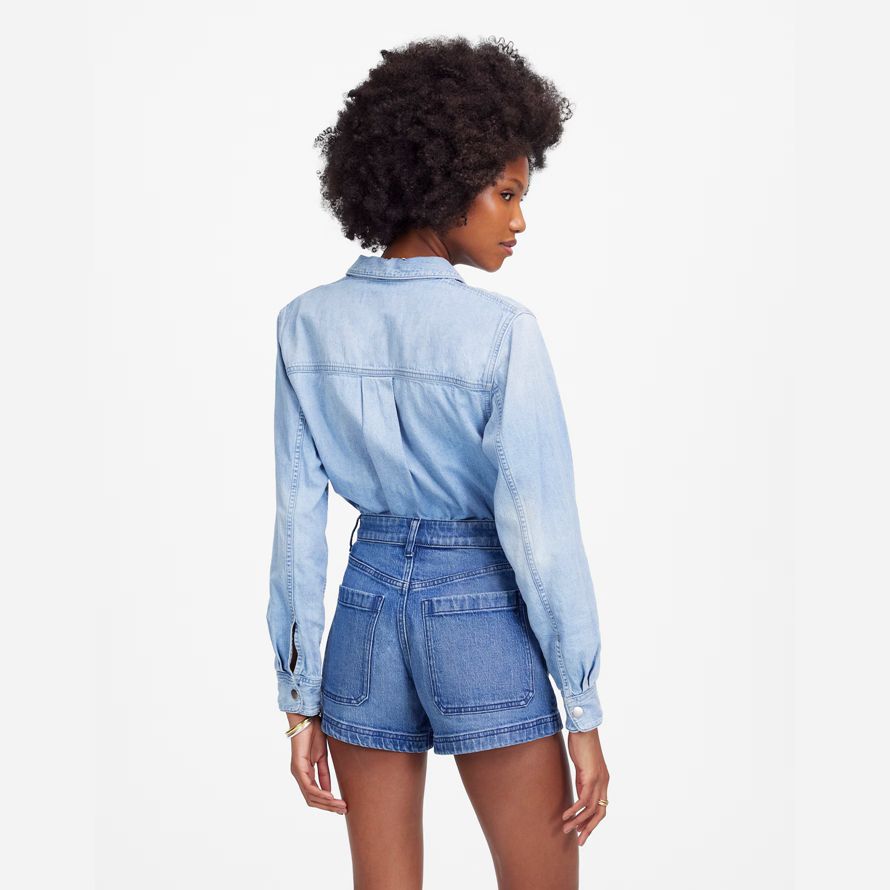 blue womens madewell the denim emmett shorts