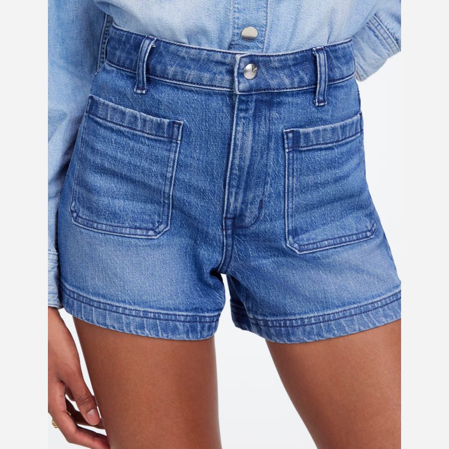 blue womens madewell the denim emmett shorts