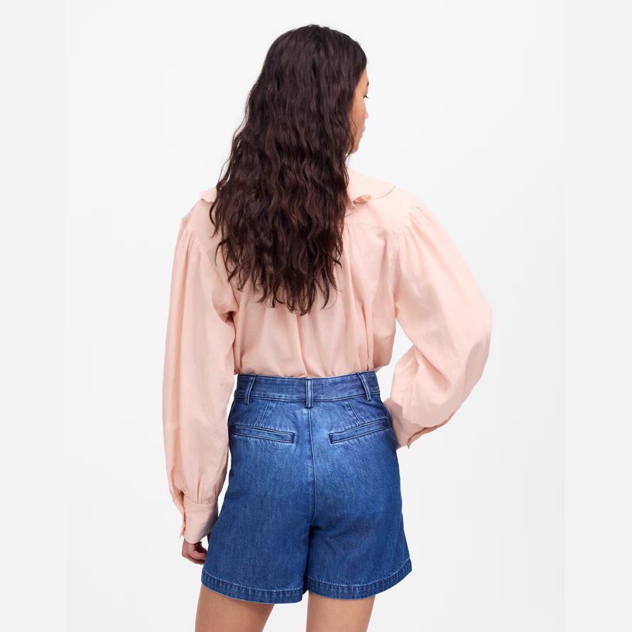 womens madewell the harlow superwide denim shorts blue