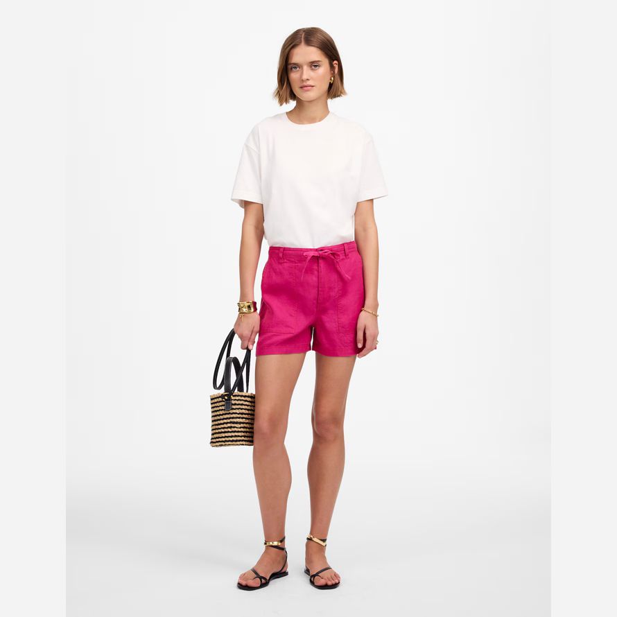 pink womens madewell pull-on drawstring shorts