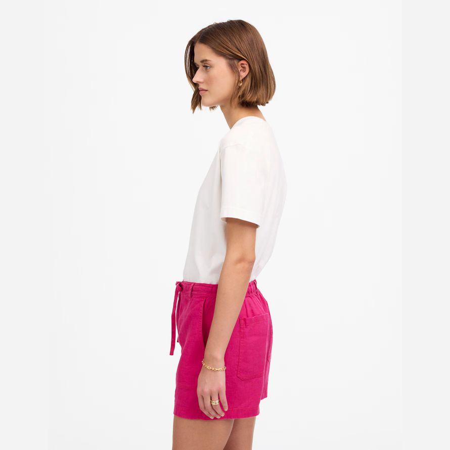 pink womens madewell pull-on drawstring shorts