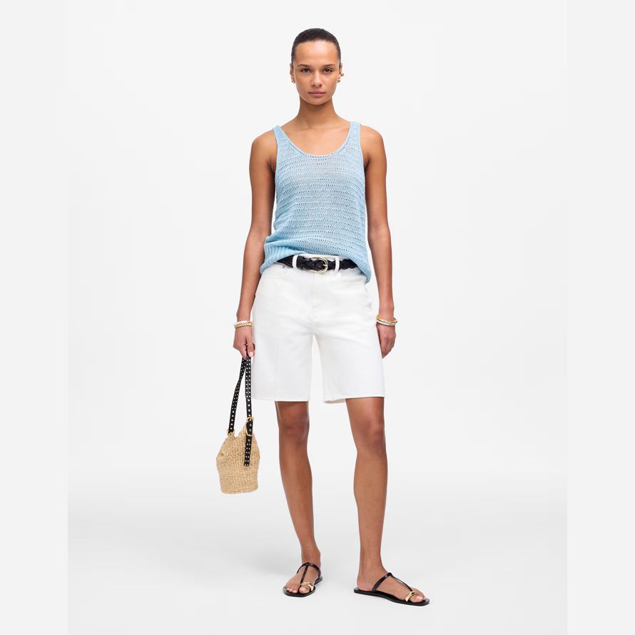womens madewell the 1997 denim bermuda shorts white