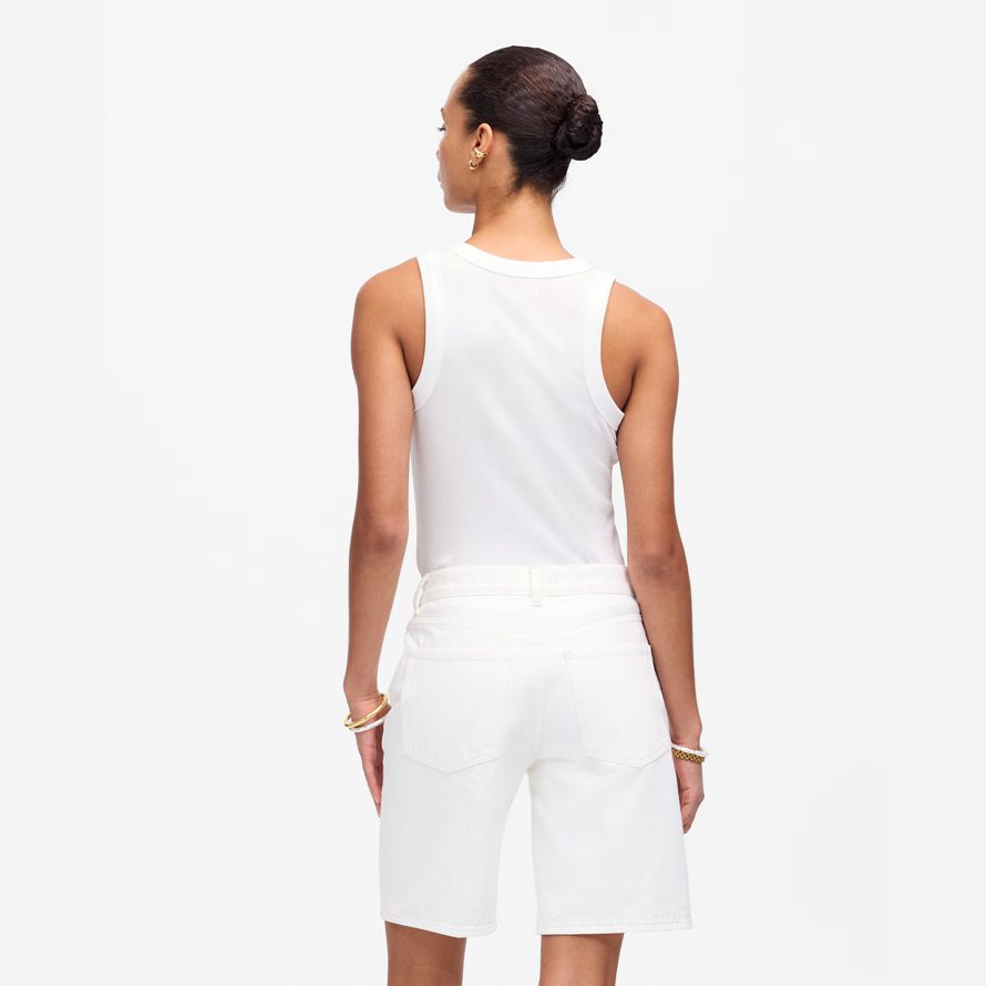 womens madewell the 1997 denim bermuda shorts white