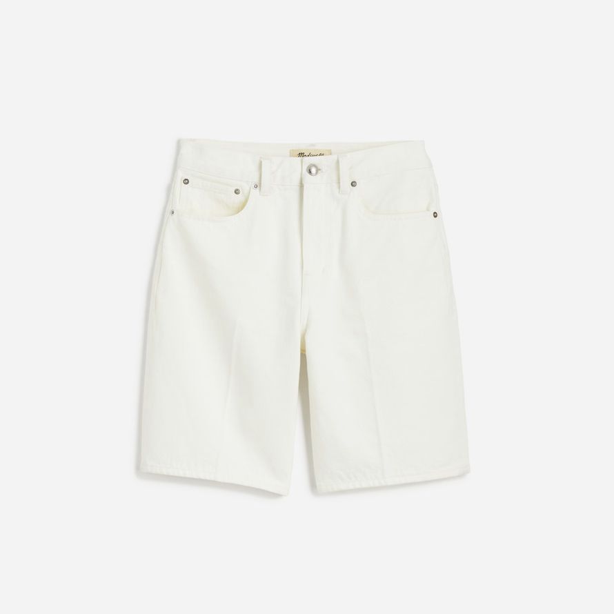 womens madewell the 1997 denim bermuda shorts white