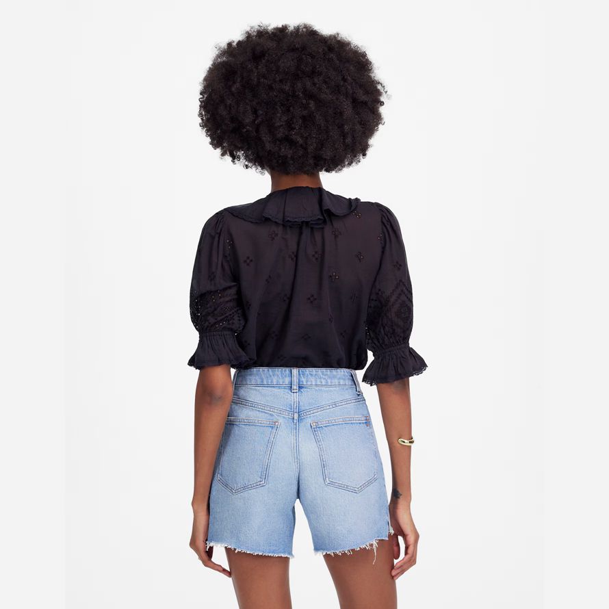 madewell the perfect vintage mid-length denim womens shorts light blue