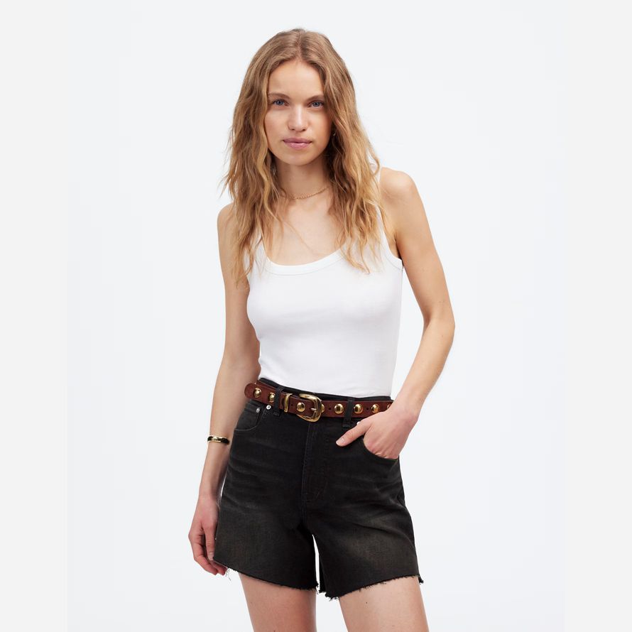 black madewell the perfect vintage mid-length denim womens shorts