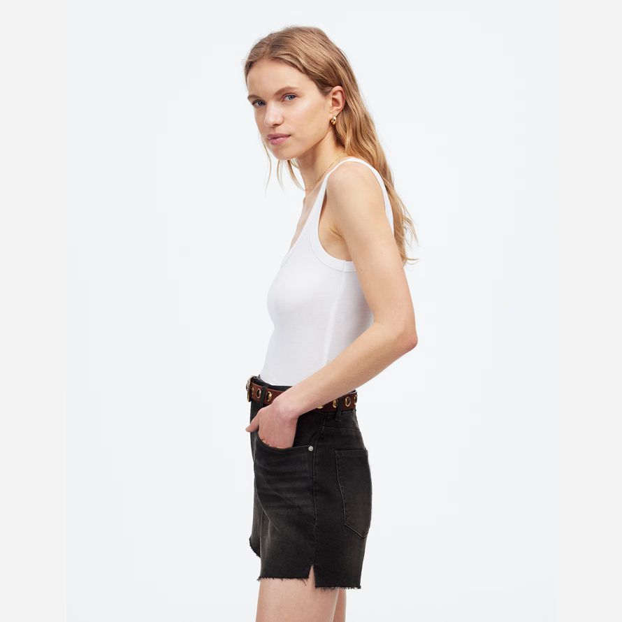 black madewell the perfect vintage mid-length denim womens shorts