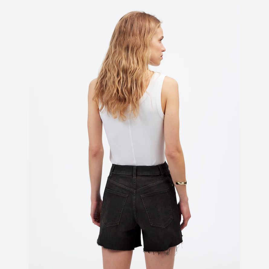 black madewell the perfect vintage mid-length denim womens shorts