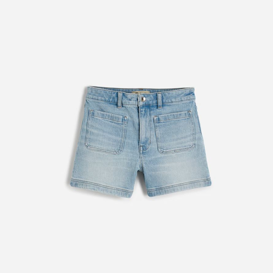 womens madewell the denim emmett shorts light blue