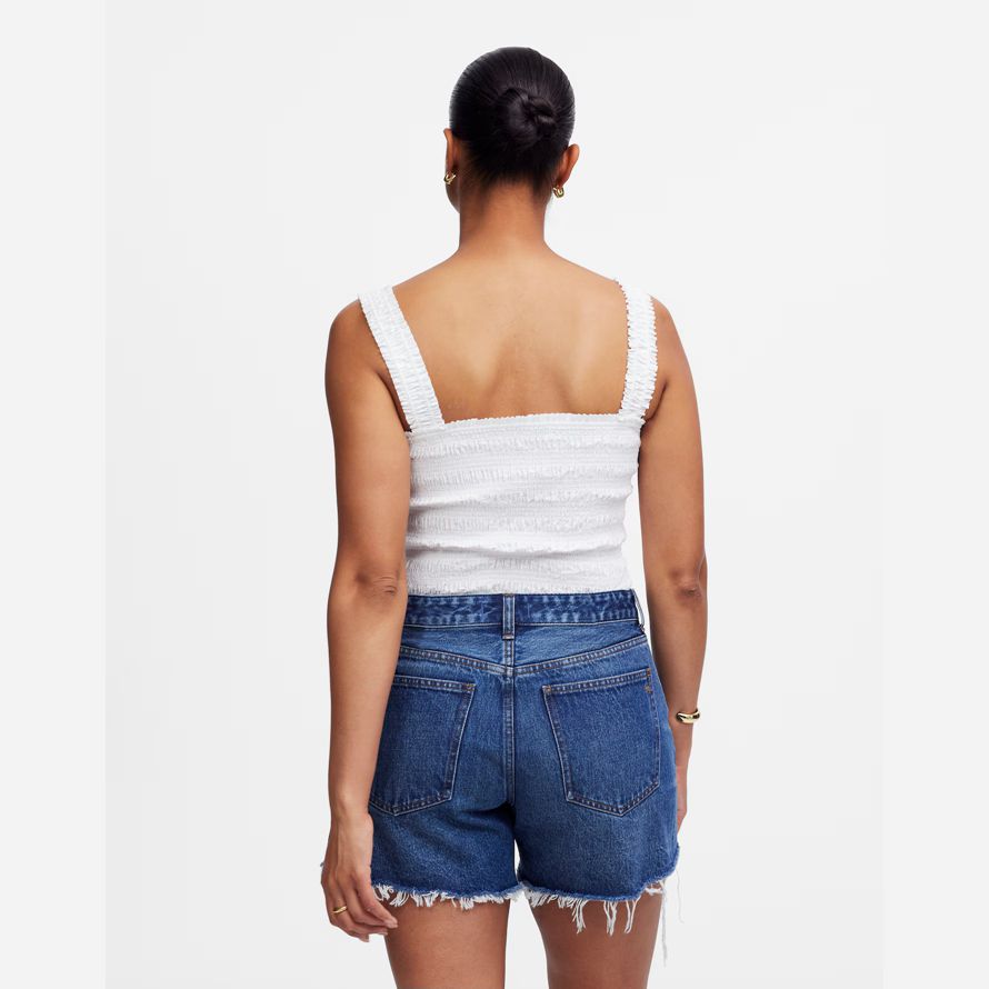 blue womens madewell the curvy brynn long shorts