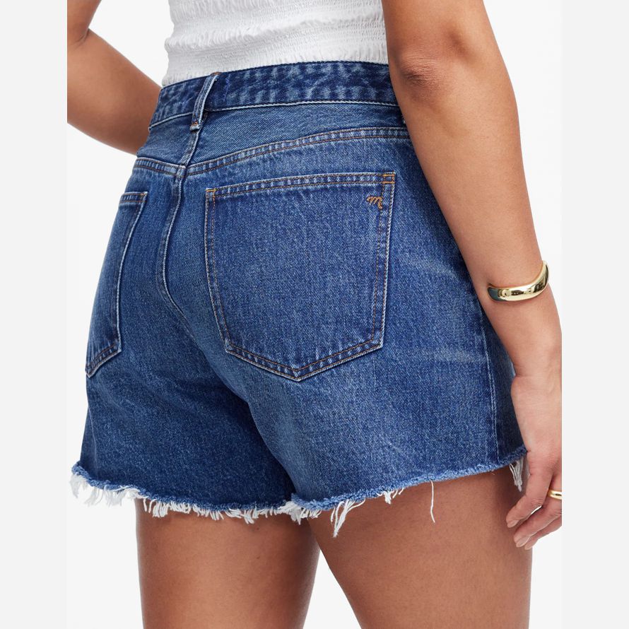 blue womens madewell the curvy brynn long shorts