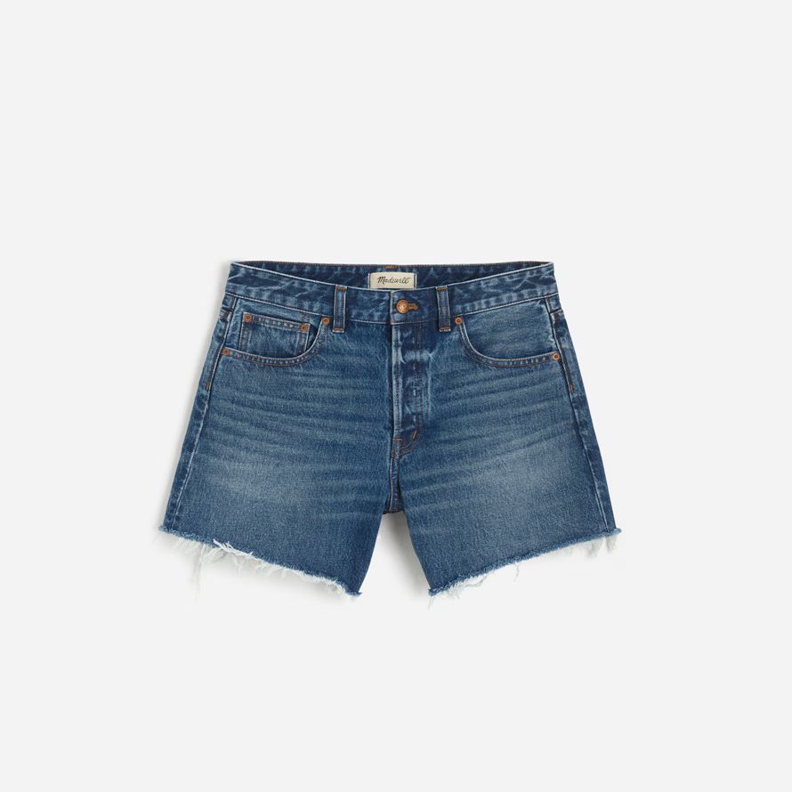 blue womens madewell the curvy brynn long shorts