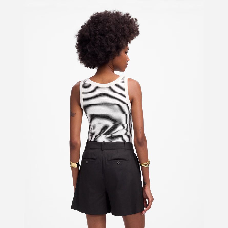 womens madewell the drapey twill pleated shorts black