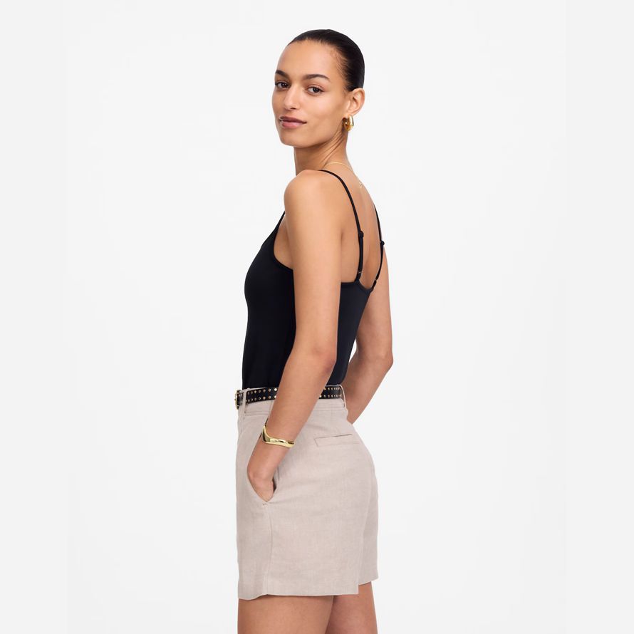 beige madewell pintucked womens shorts