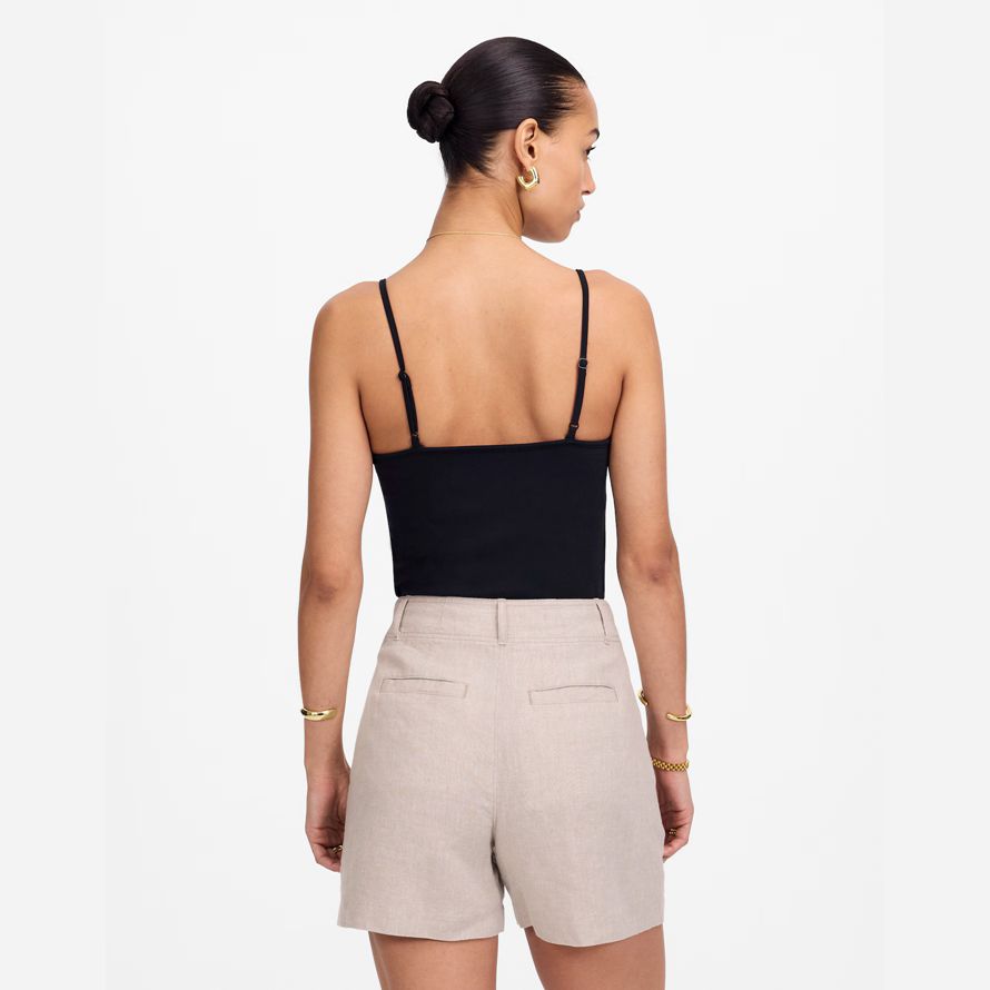 beige madewell pintucked womens shorts
