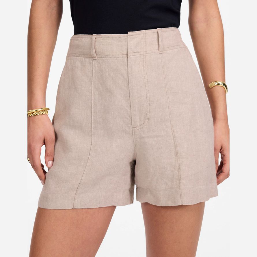 beige madewell pintucked womens shorts