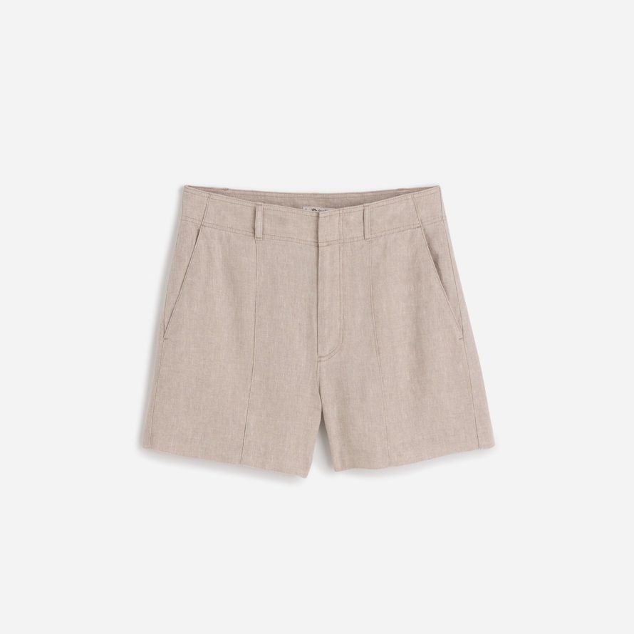 beige madewell pintucked womens shorts