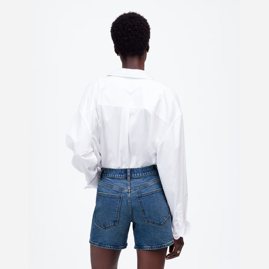 blue madewell the perfect vintage mid-length denim womens shorts