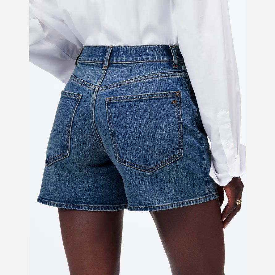blue madewell the perfect vintage mid-length denim womens shorts