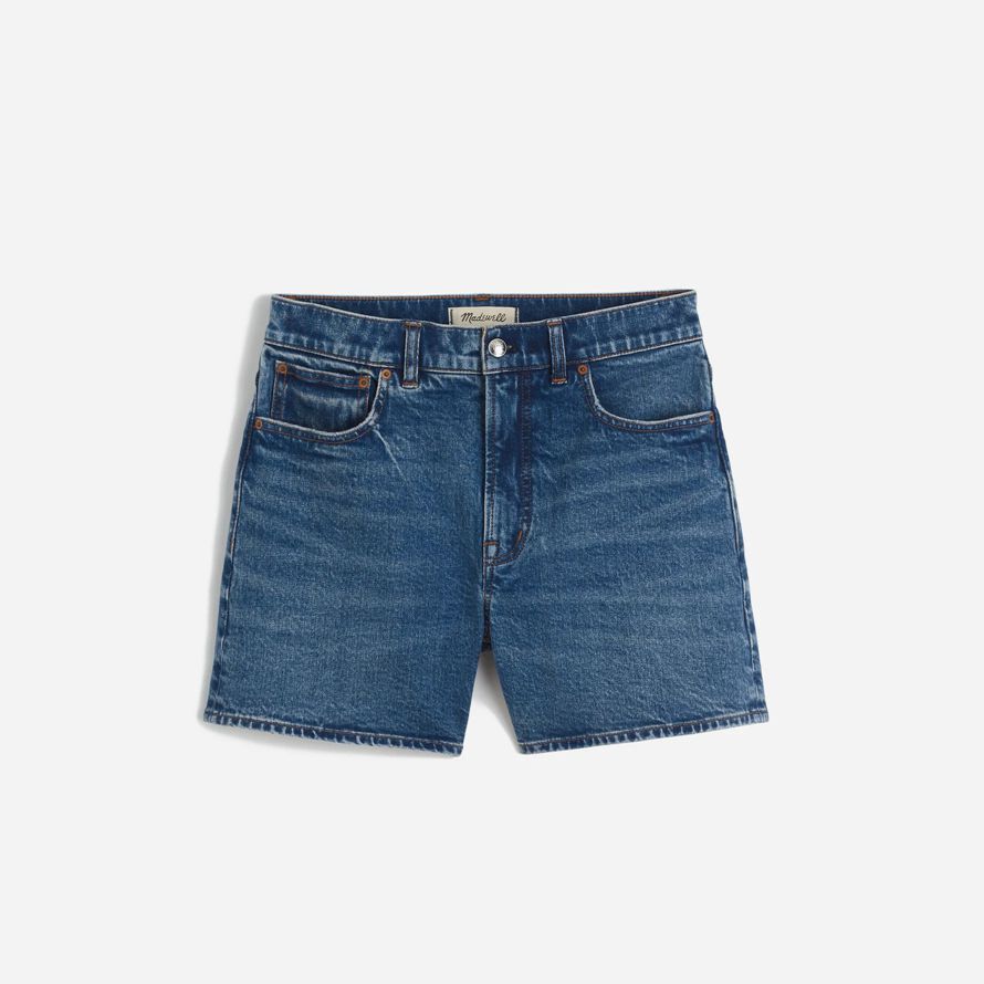 blue madewell the perfect vintage mid-length denim womens shorts